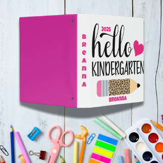 Cute Hello Kindergarten 3 Ring Binder