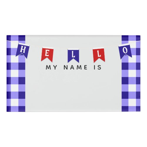 Cute Hello My Name Is Red  White Picnic Banner Name Tag