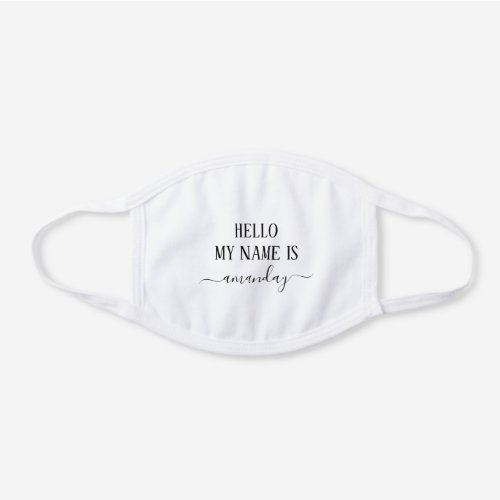 Cute Hello My Name Is Volunteer Covid_19 White White Cotton Face Mask