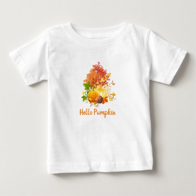 Cute Hello Pumpkin Fall Season Toddler / Baby T-Shirt (Front)