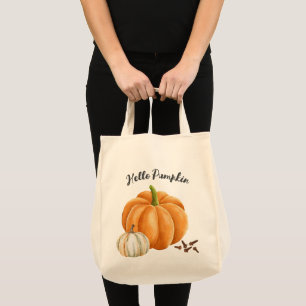 Cute Hello Pumpkin Spice Cozy Fall Tote Bag
