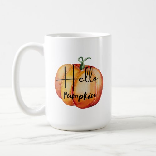 Cute Hello Pumpkin Watercolor Fall Coffee  Coffee Mug
