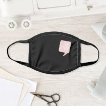 Cute Hello Script Pink Speech Bubble Black Face Mask