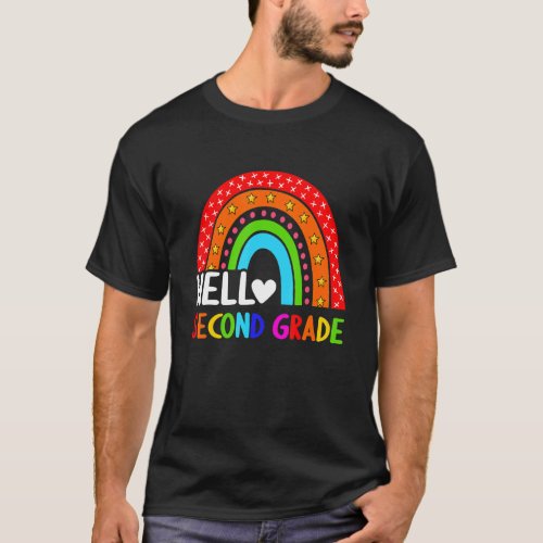Cute Hello Second Grade Back To School  Rainbow Cu T_Shirt