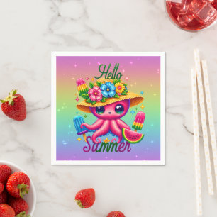 Cute hello Summer beach octopus party Napkins