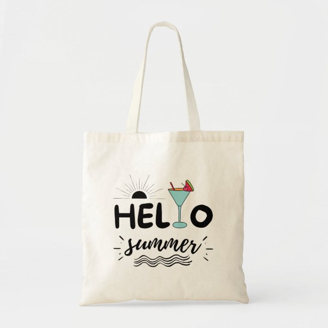 Cute Hello Summer Beach Tote Bag (Front)