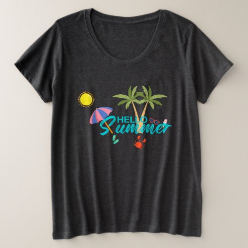 Cute Hello Summer Plus Size T_Shirt