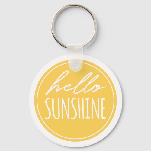 Cute Hello Sunshine Yellow Sun Happy Keychain