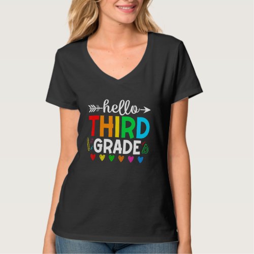 Cute Hello Third Grade  Boys Girls School T_Shirt