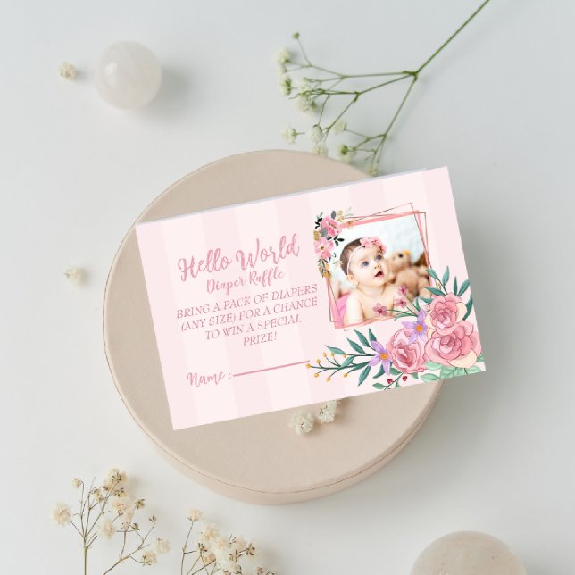  Cute Hello world Diaper Raffle for girls Enclosure Card (Creator Uploaded)