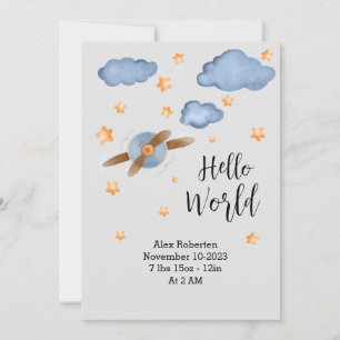Cute hello world watercolor  announcement