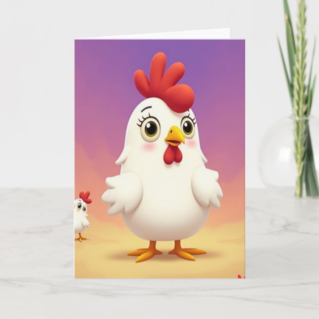 Cute Hen And Chick Art Card (Front)