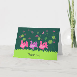 Cute hen and flowers Thank You card