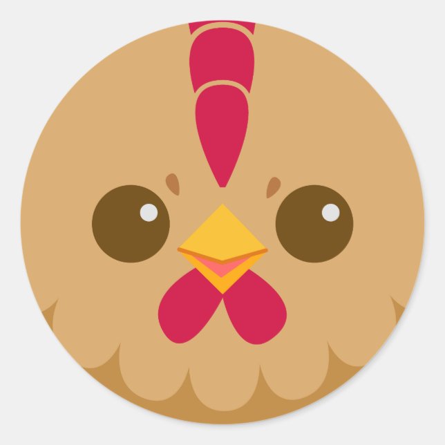 Cute Hen / Chicken Face Classic Round Sticker (Front)