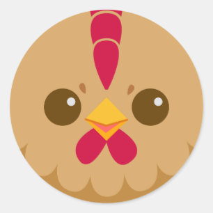 Cute Hen / Chicken Face Classic Round Sticker