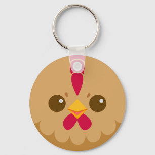 Cute Hen / Chicken Face Keychain