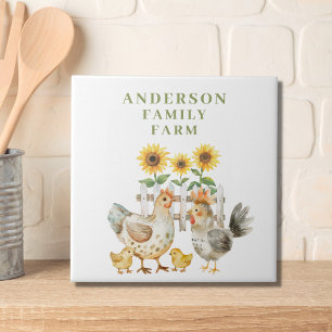 Cute Hen Farm House Personalized Ceramic Tile