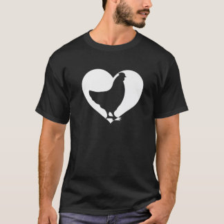 Cute Hen Who Loves Chickens Cool White Heart Vinta T-Shirt