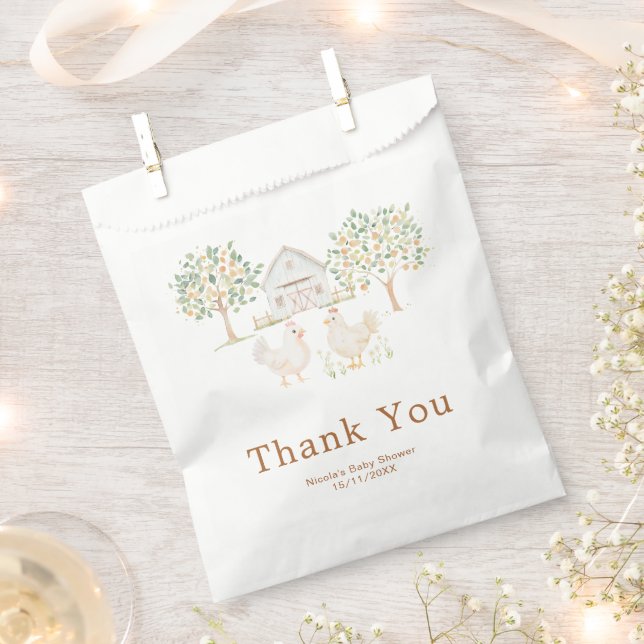 Cute Hens Farm Barn Baby Shower Favor Bag (Clipped)
