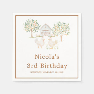 Cute Hens Farm Barn Birthday Party Napkins