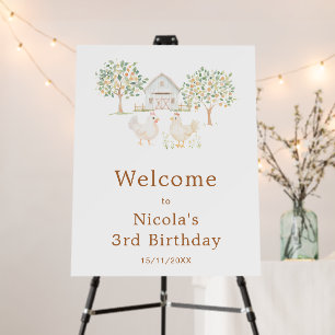 Cute Hens Farm Barn Birthday Party Welcome Sign