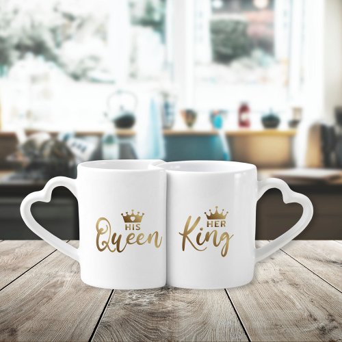 Cute Her King His Queen Lovers His Her Nesting Coffee Mug Set