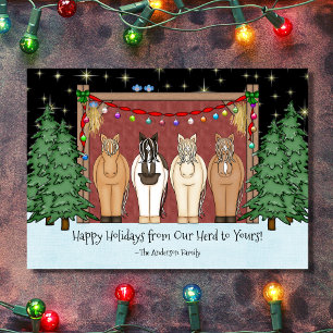 Cute Herd of Horses Happy Holidays Horse Christmas Holiday Card