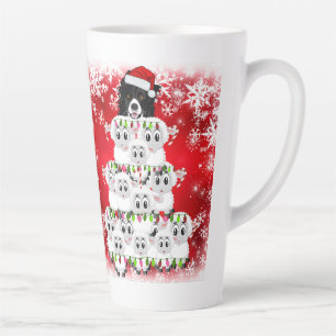 Cute Herding Dog and Sheep Christmas Latte Mug