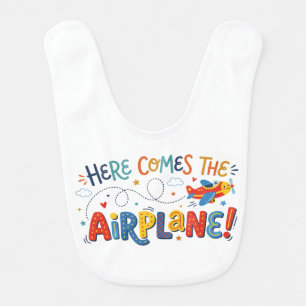 Cute "Here Comes the Airplane!" Baby Bib