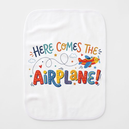 Cute "Here Comes the Airplane!" Baby Burp Cloth