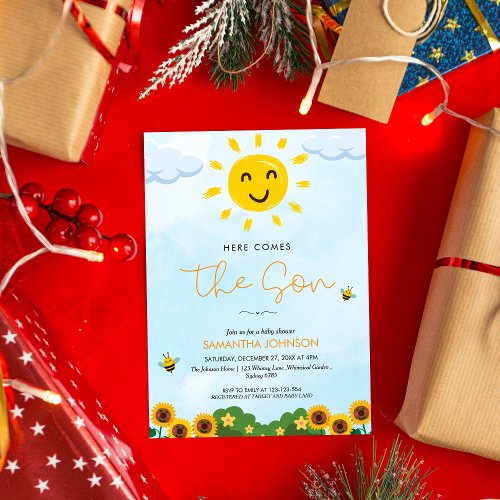 Cute Here Comes The Son Baby Shower invitation