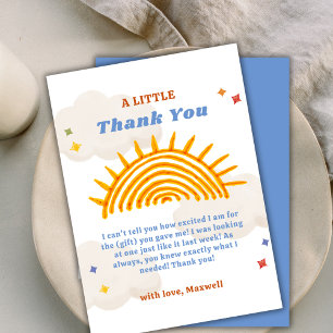 Cute Here Comes The Son Sunshine Baby Shower Thank You Card