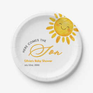 Cute Here Comes the Sun Baby Shower Paper Plates