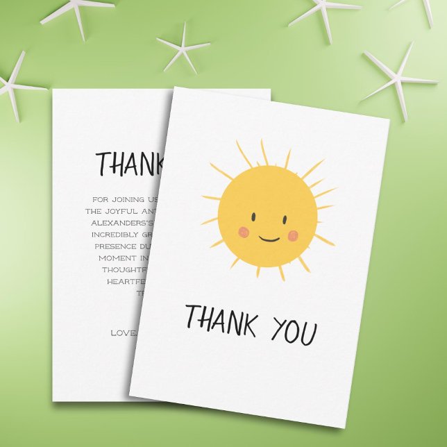 Cute Here Comes The Sun Baby Shower Thank You Card (Creator Uploaded)