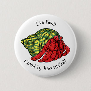 Cute hermit crab cartoon illustration button