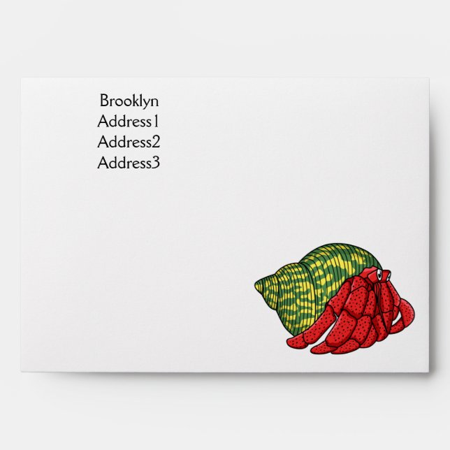 Cute hermit crab cartoon illustration envelope (Front)