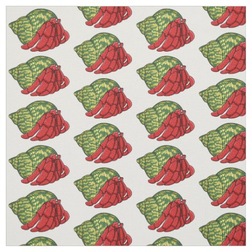Cute hermit crab cartoon illustration fabric