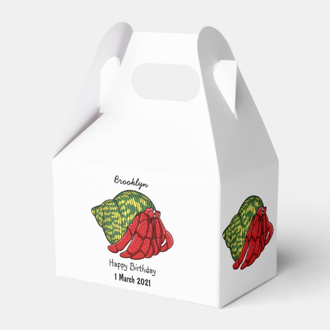 Cute hermit crab cartoon illustration  favor boxes (Front Side)