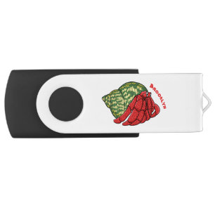 Cute hermit crab cartoon illustration flash drive