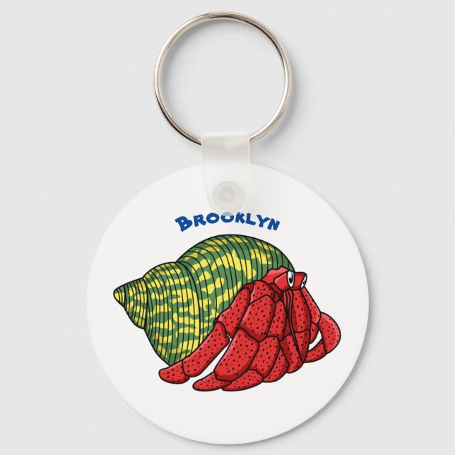 Cute hermit crab cartoon illustration keychain (Front)