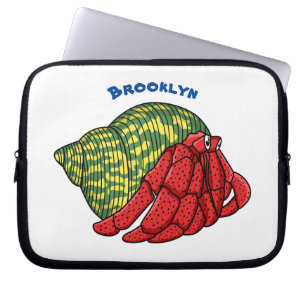 Cute hermit crab cartoon illustration laptop sleeve