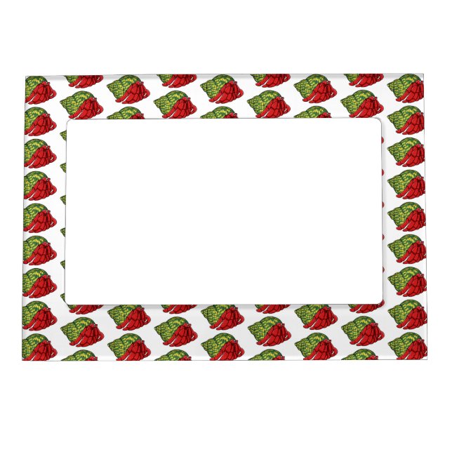 Cute hermit crab cartoon illustration magnetic frame (Front)