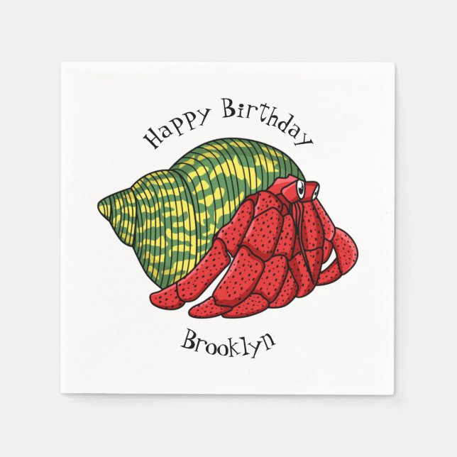 Cute hermit crab cartoon illustration napkins (Front)