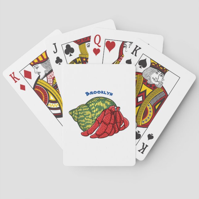 Cute hermit crab cartoon illustration poker cards (Back)