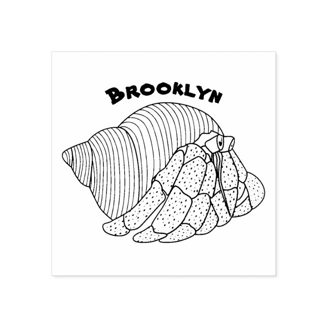Cute hermit crab cartoon illustration rubber stamp (Imprint)
