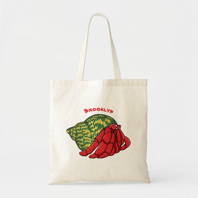 Cute hermit crab cartoon illustration tote bag (Front)