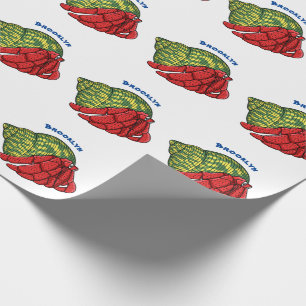 Cute hermit crab cartoon illustration wrapping paper