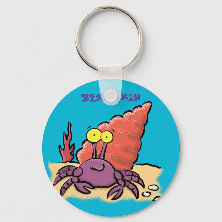 Cute hermit crab cartoon keychain. keychain | Zazzle