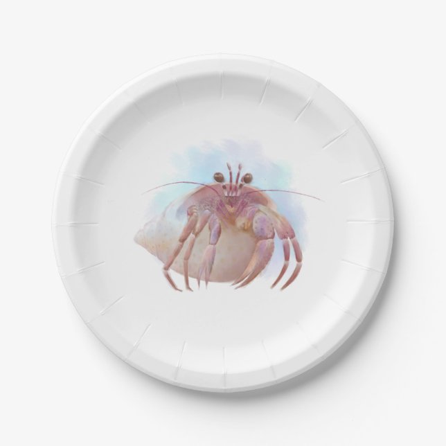 Cute hermit crab sketch paper plates (Front)