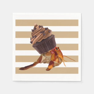 Cute Hermit Crab With Chocolate Cupcake Shell Napkins